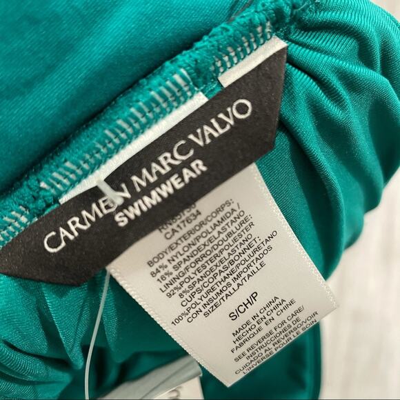 Carmen Marc Valvo Women's Forest Removable Halter Bandeau Tankini Swim Top sz S - Picture 4 of 6